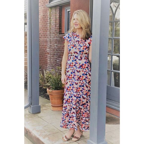 Traffic People Forgiven Dress in Peach and Red, size medium - Picture 2 of 14